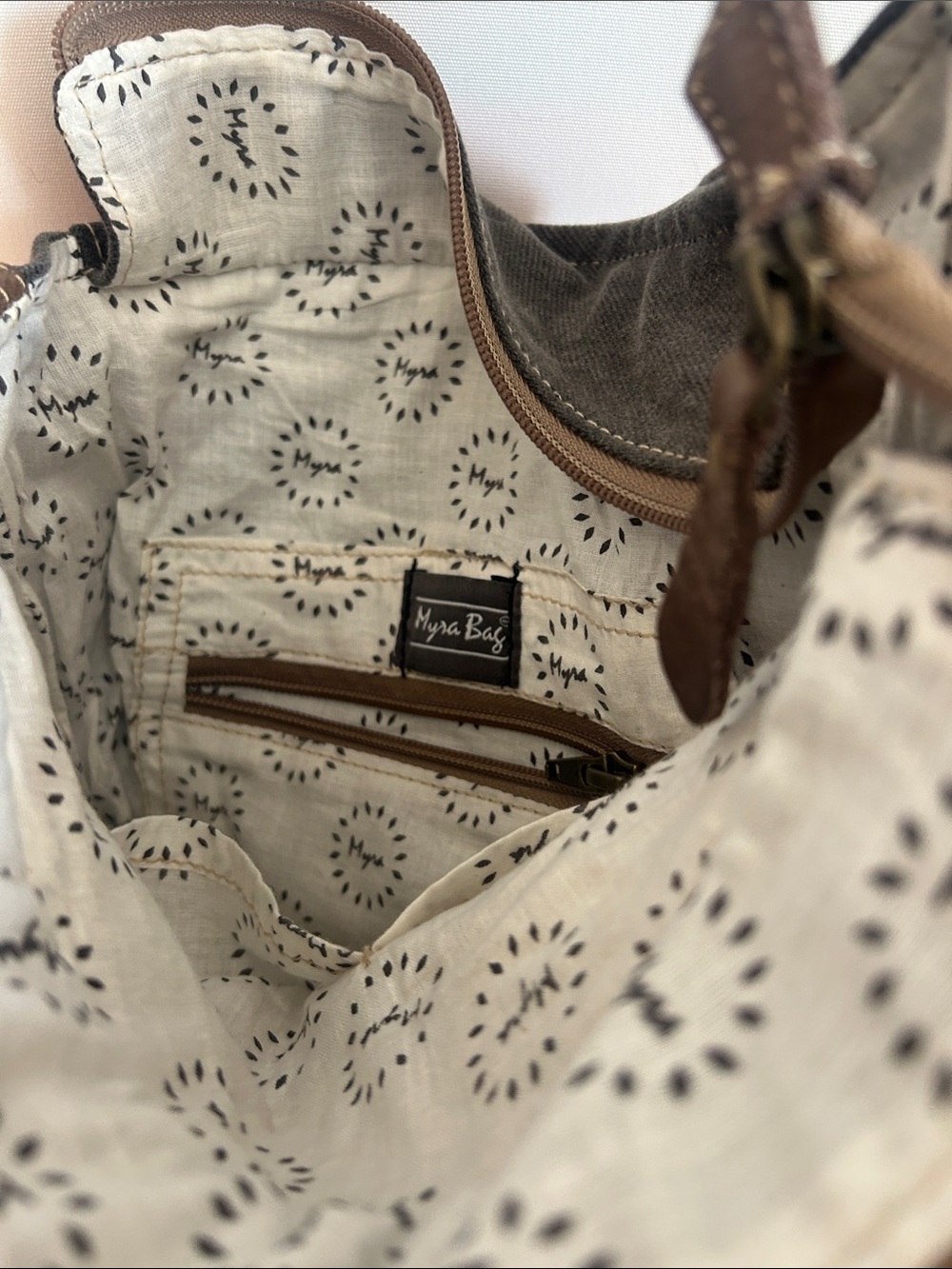 Myra Floral Crossbody Bag in Beige and Brown - Casual Women's Bag - Picture 6 of 6